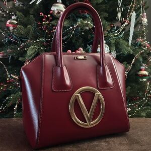 Gently Used Valentino Minimi Forever Purse Red/Maroon/Burgundy/Gold Accents